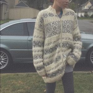 Vintage Chunky Knit Cardigan Zip-Up Sweater